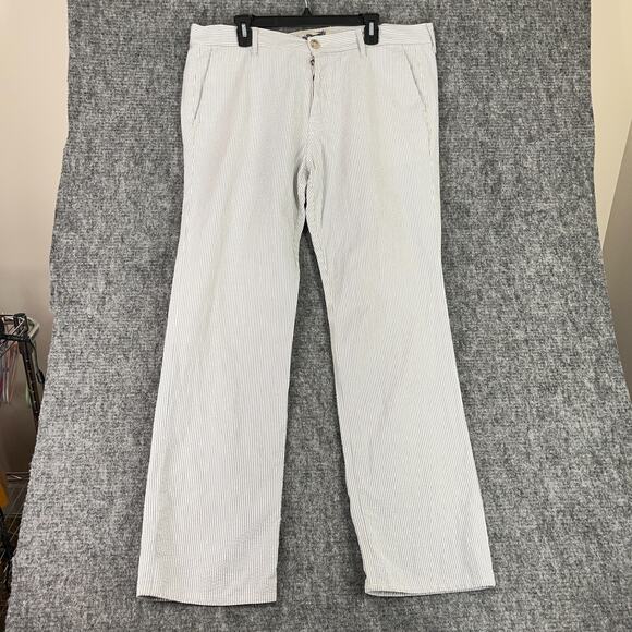 7 For All Mankind Pants Mens‎ 38 Seersucker Button Fly Straight Leg Motorcycle - Picture 1 of 12